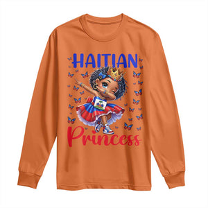 Cute Dabbing Haitian Princess Kids Graphic Long Sleeve Shirt Haiti Heritage Pride TS02 Orange Print Your Wear