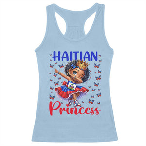 Cute Dabbing Haitian Princess Kids Graphic Racerback Tank Top Haiti Heritage Pride TS02 Light Blue Print Your Wear