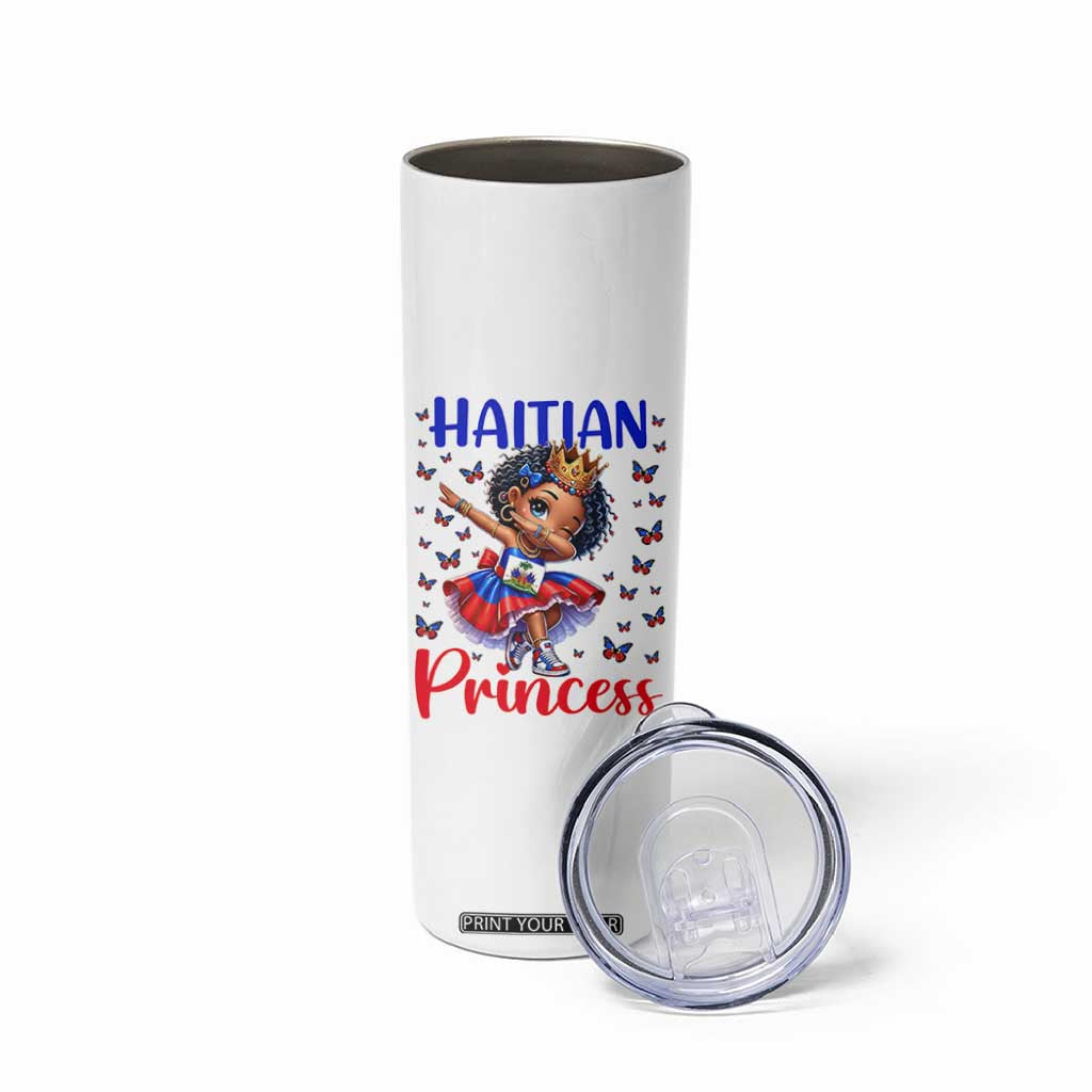 Cute Dabbing Haitian Princess Kids Graphic Skinny Tumbler Haiti Heritage Pride TS02 Print Your Wear