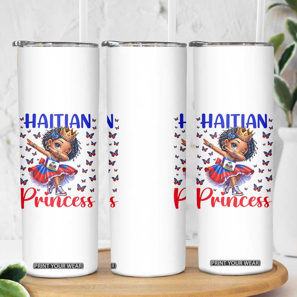 Cute Dabbing Haitian Princess Kids Graphic Skinny Tumbler Haiti Heritage Pride TS02 Print Your Wear