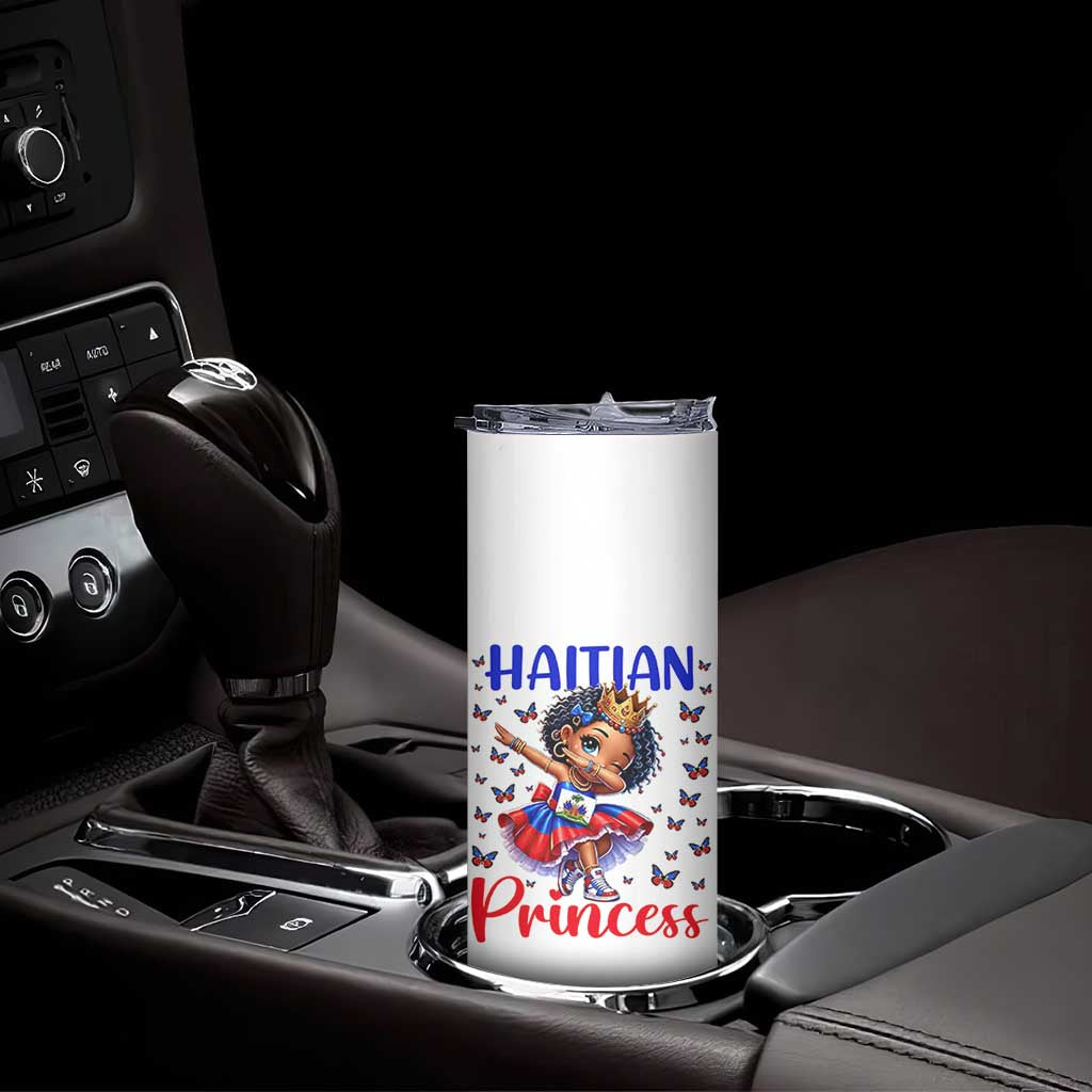 Cute Dabbing Haitian Princess Kids Graphic Skinny Tumbler Haiti Heritage Pride TS02 Print Your Wear