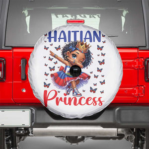 Cute Dabbing Haitian Princess Kids Graphic Spare Tire Cover Haiti Heritage Pride TS02 White Print Your Wear