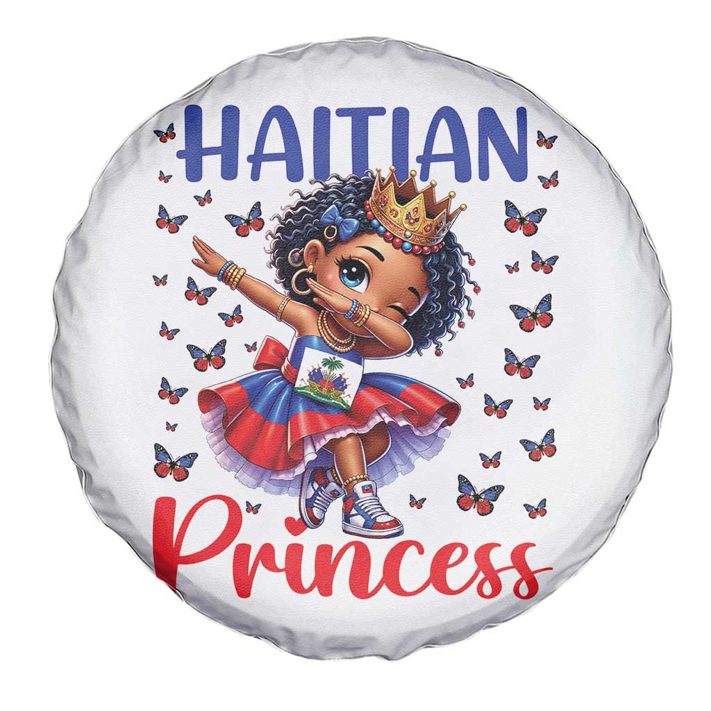 Cute Dabbing Haitian Princess Kids Graphic Spare Tire Cover Haiti Heritage Pride TS02 Print Your Wear