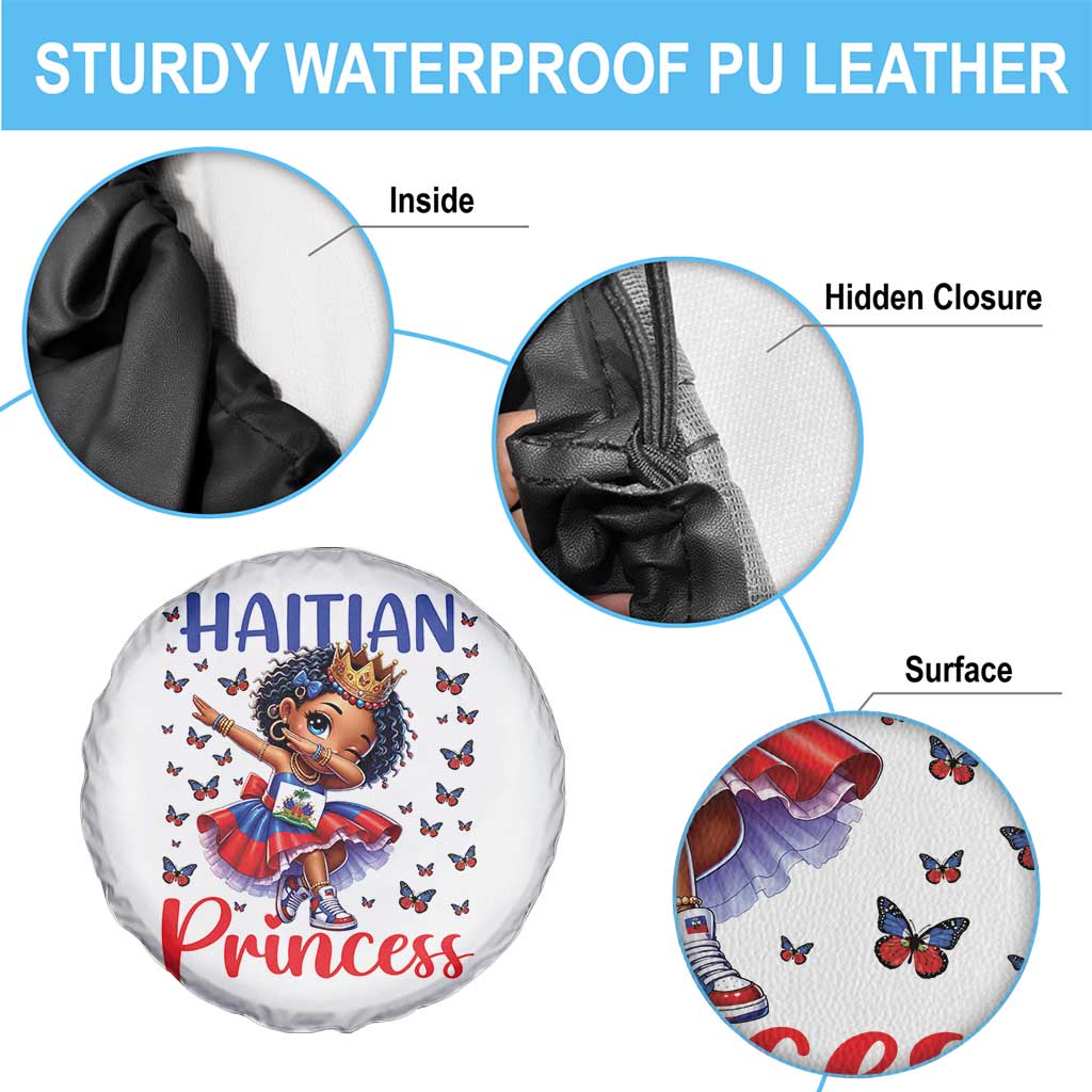 Cute Dabbing Haitian Princess Kids Graphic Spare Tire Cover Haiti Heritage Pride TS02 Print Your Wear