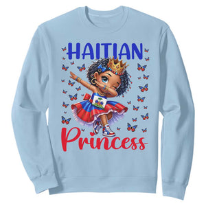 Cute Dabbing Haitian Princess Kids Graphic Sweatshirt Haiti Heritage Pride TS02 Light Blue Print Your Wear