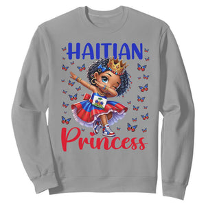 Cute Dabbing Haitian Princess Kids Graphic Sweatshirt Haiti Heritage Pride TS02 Sport Gray Print Your Wear