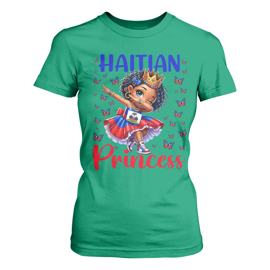 Cute Dabbing Haitian Princess Kids Graphic T Shirt For Women Haiti Heritage Pride TS02 Irish Green Print Your Wear