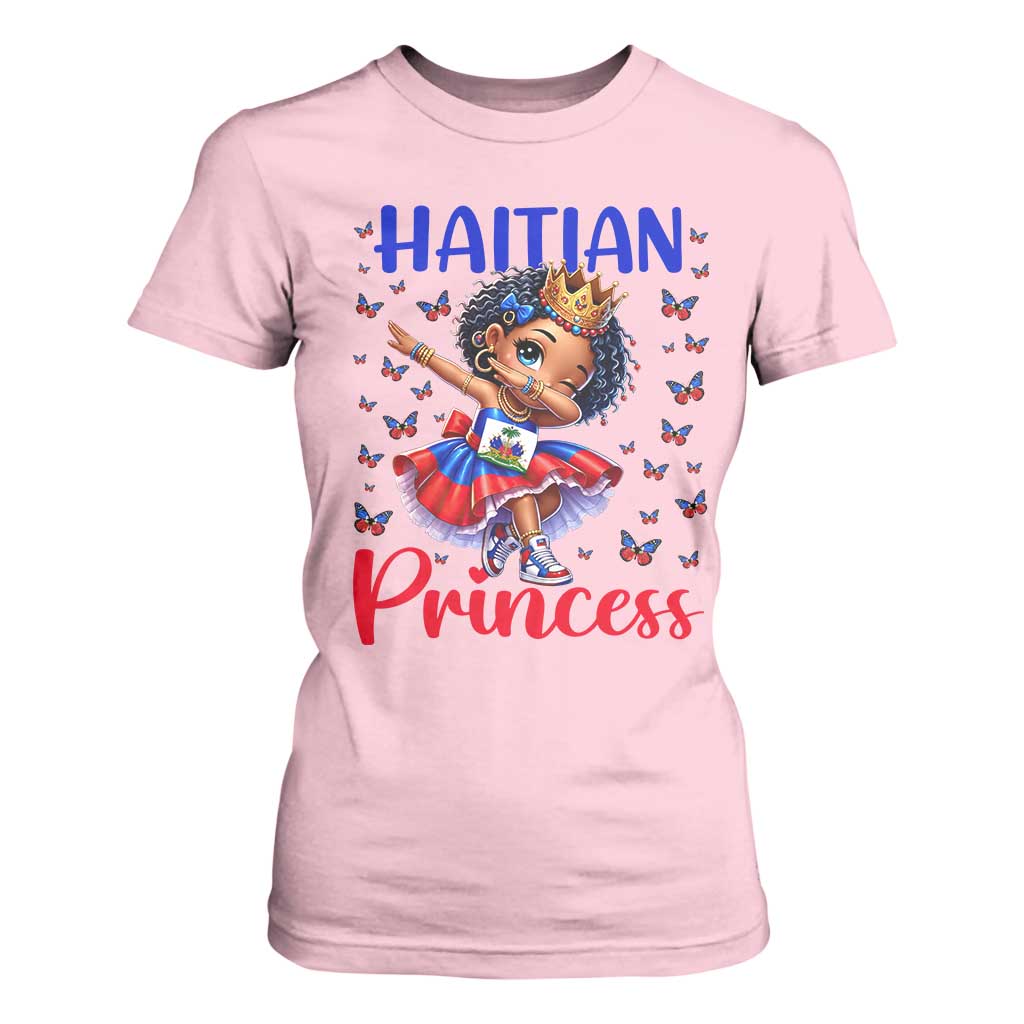 Cute Dabbing Haitian Princess Kids Graphic T Shirt For Women Haiti Heritage Pride TS02 Light Pink Print Your Wear