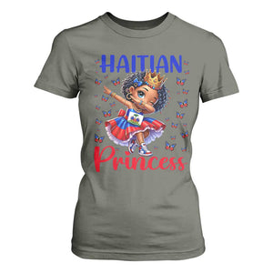 Cute Dabbing Haitian Princess Kids Graphic T Shirt For Women Haiti Heritage Pride TS02 Military Green Print Your Wear