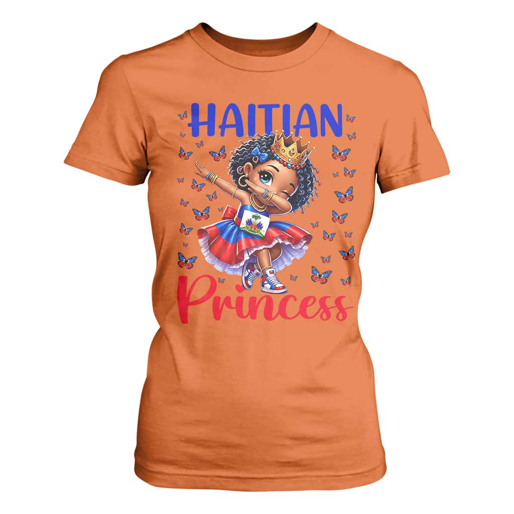 Cute Dabbing Haitian Princess Kids Graphic T Shirt For Women Haiti Heritage Pride TS02 Orange Print Your Wear