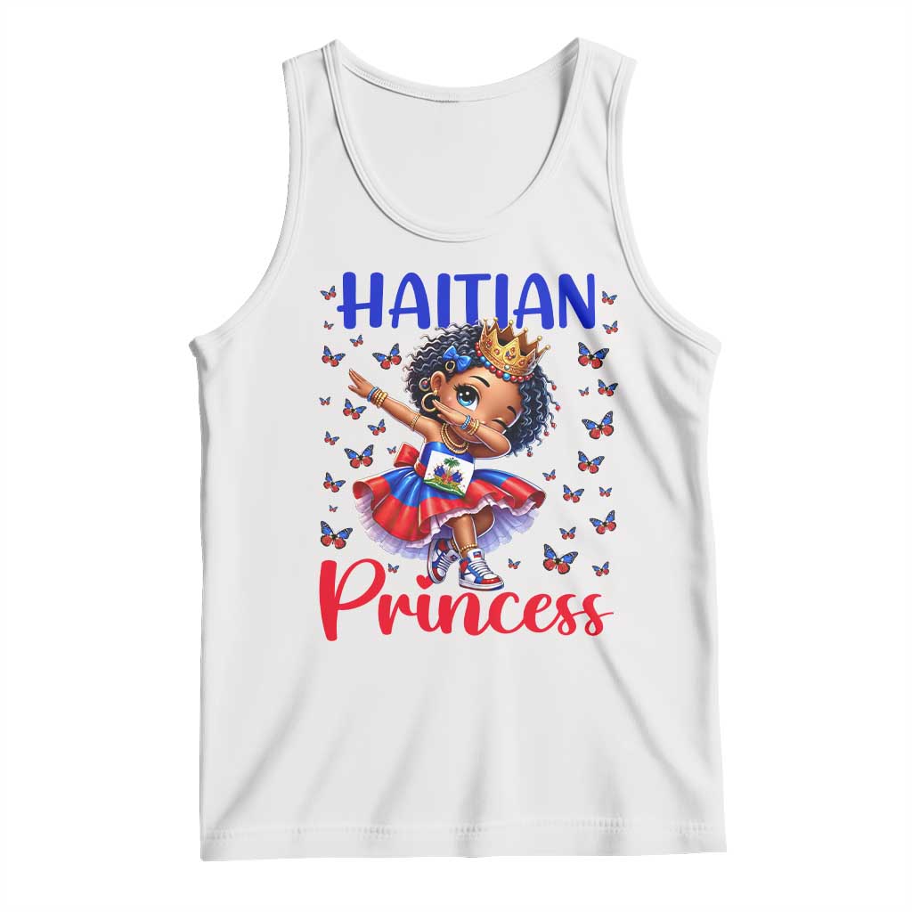 Cute Dabbing Haitian Princess Kids Graphic Tank Top Haiti Heritage Pride TS02 White Print Your Wear