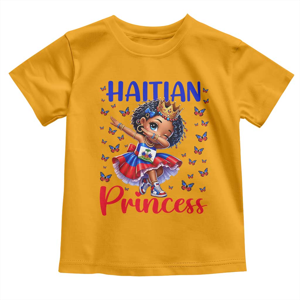 Cute Dabbing Haitian Princess Kids Graphic Toddler T Shirt Haiti Heritage Pride TS02 Gold Print Your Wear
