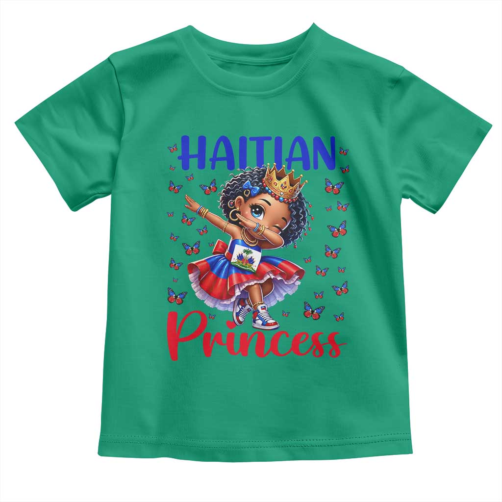 Cute Dabbing Haitian Princess Kids Graphic Toddler T Shirt Haiti Heritage Pride TS02 Irish Green Print Your Wear