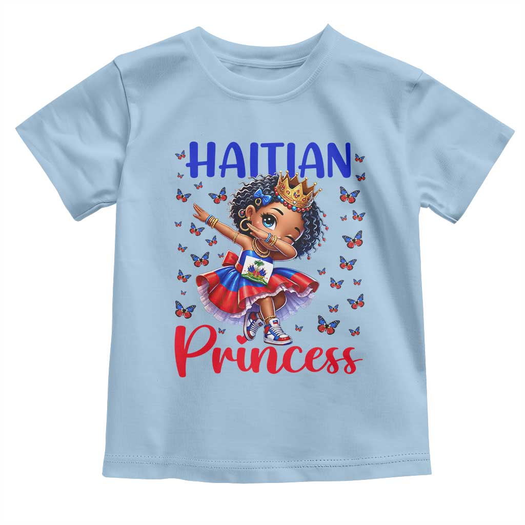 Cute Dabbing Haitian Princess Kids Graphic Toddler T Shirt Haiti Heritage Pride TS02 Light Blue Print Your Wear