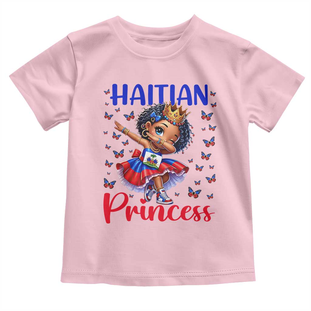 Cute Dabbing Haitian Princess Kids Graphic Toddler T Shirt Haiti Heritage Pride TS02 Light Pink Print Your Wear