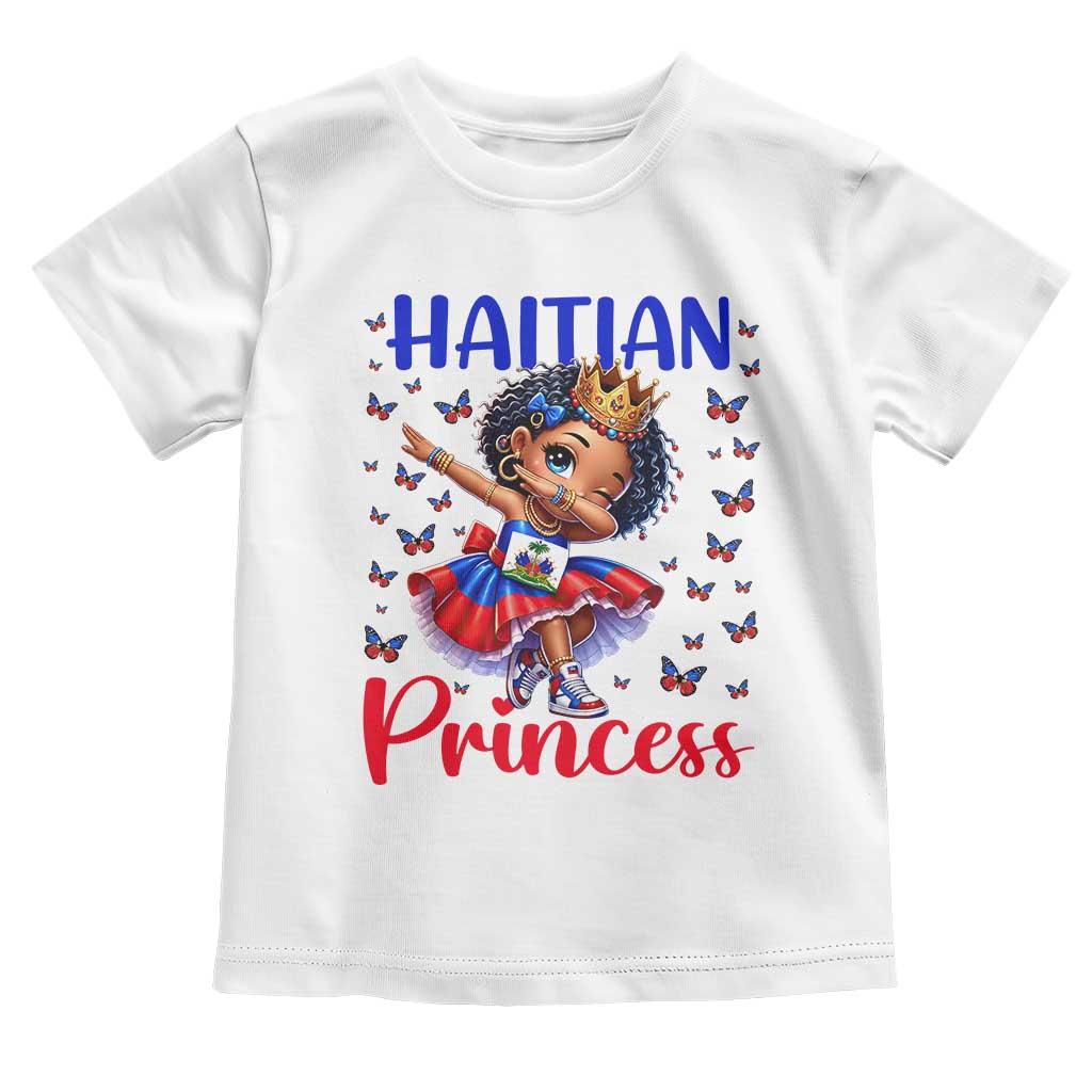 Cute Dabbing Haitian Princess Kids Graphic Toddler T Shirt Haiti Heritage Pride TS02 White Print Your Wear