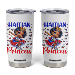 Cute Dabbing Haitian Princess Kids Graphic Tumbler Cup Haiti Heritage Pride TS02 White Print Your Wear