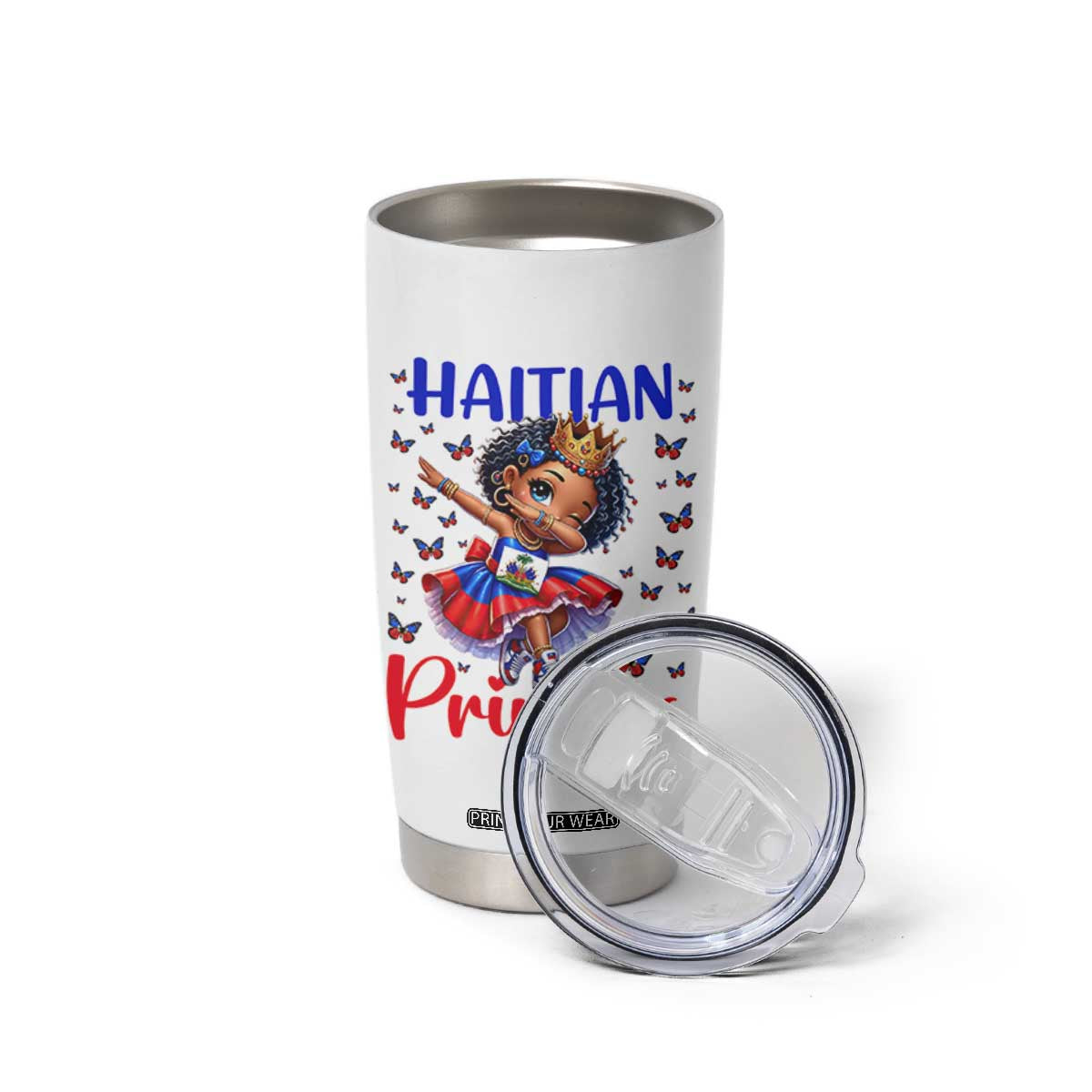 Cute Dabbing Haitian Princess Kids Graphic Tumbler Cup Haiti Heritage Pride TS02 Print Your Wear