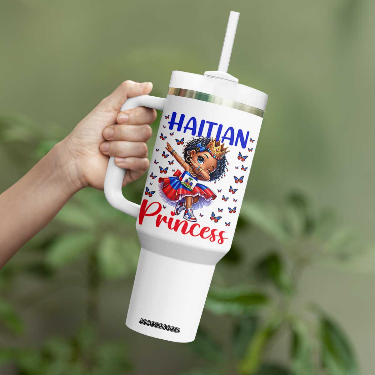 Cute Dabbing Haitian Princess Kids Graphic Tumbler With Handle Haiti Heritage Pride TS02 Print Your Wear