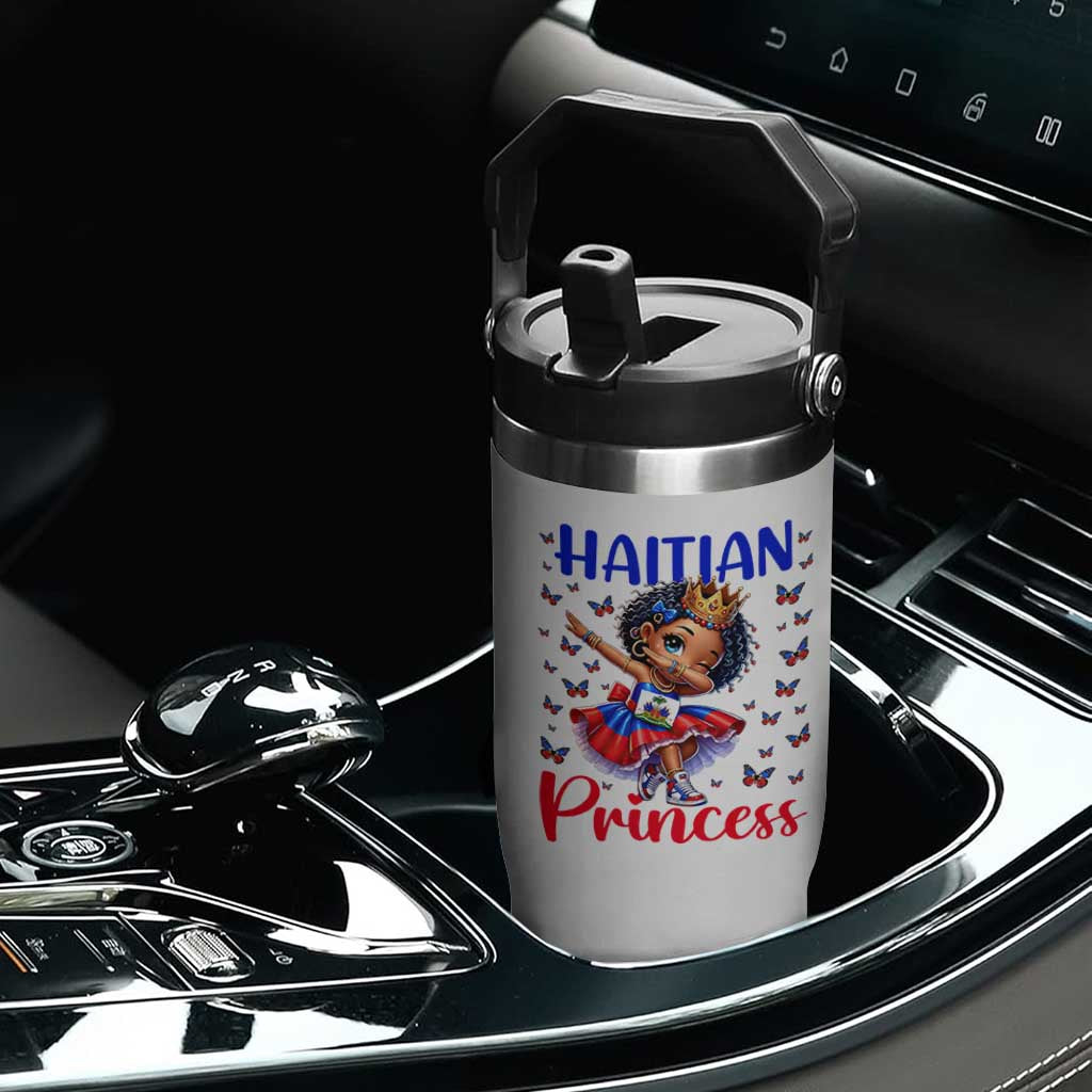 Cute Dabbing Haitian Princess Kids Graphic Flip Straw Tumbler Haiti Heritage Pride TS02 Print Your Wear