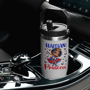 Cute Dabbing Haitian Princess Kids Graphic Flip Straw Tumbler Haiti Heritage Pride TS02 Print Your Wear