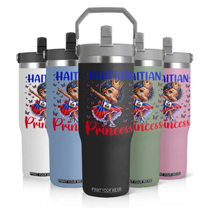 Cute Dabbing Haitian Princess Kids Graphic Flip Straw Tumbler Haiti Heritage Pride TS02 Print Your Wear