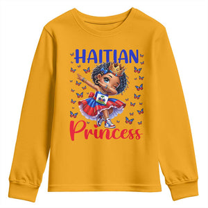 Cute Dabbing Haitian Princess Kids Graphic Youth Sweatshirt Haiti Heritage Pride TS02 Gold Print Your Wear