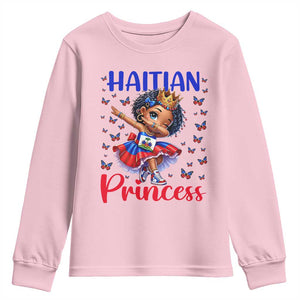 Cute Dabbing Haitian Princess Kids Graphic Youth Sweatshirt Haiti Heritage Pride TS02 Light Pink Print Your Wear