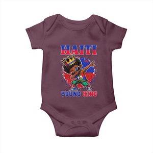 Haiti Young King Dabbing Boy Kids Graphic Baby Onesie Haitian Heritage Pride TS02 Maroon Print Your Wear