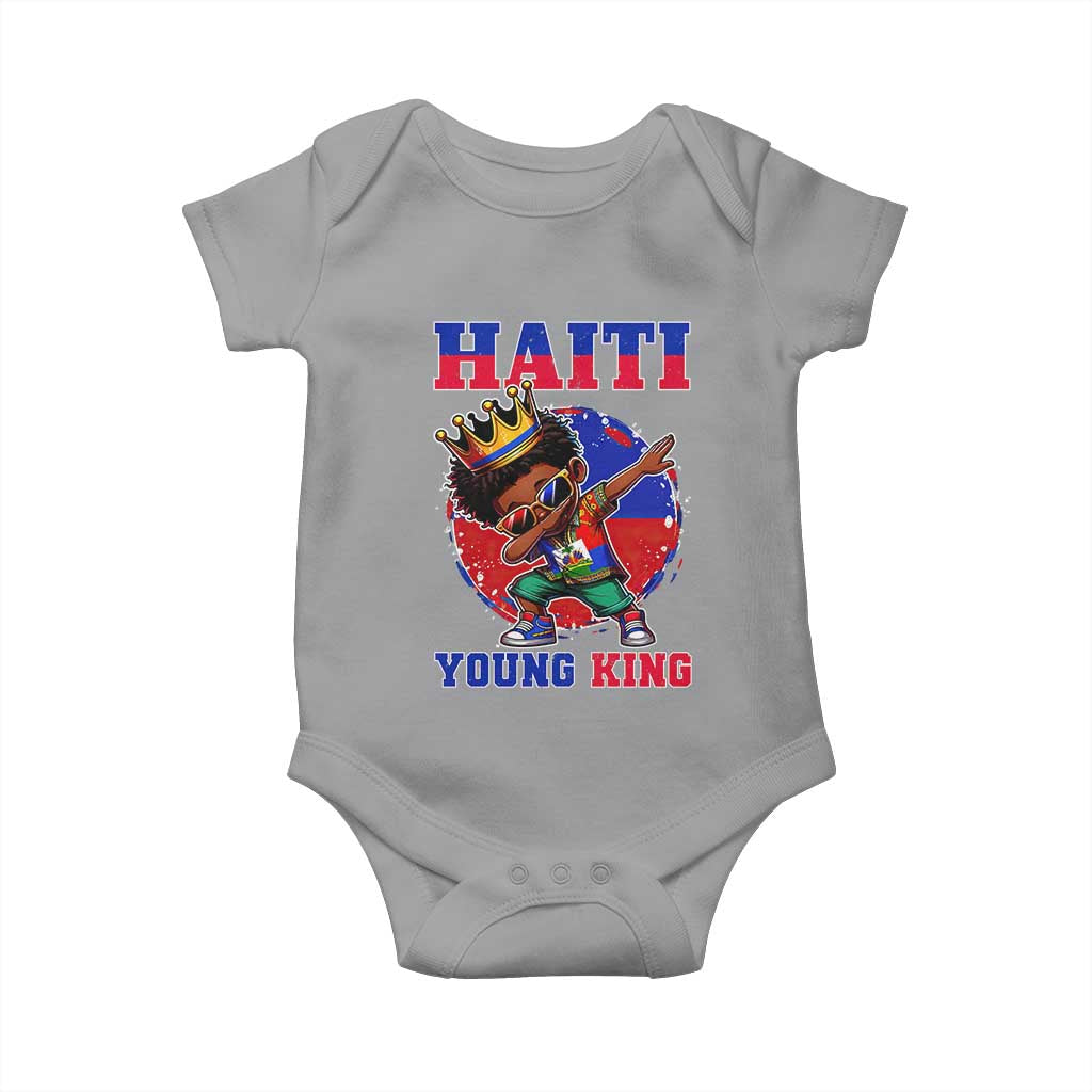 Haiti Young King Dabbing Boy Kids Graphic Baby Onesie Haitian Heritage Pride TS02 Sport Gray Print Your Wear