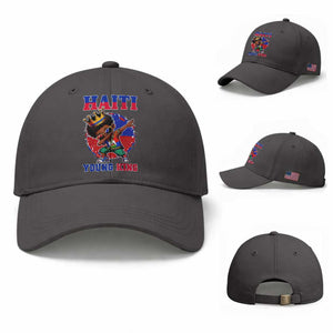 Haiti Young King Dabbing Boy Kids Graphic Baseball Cap Haitian Heritage Pride TS02 Baseball Cap Universal Fit Dark Gray Print Your Wear
