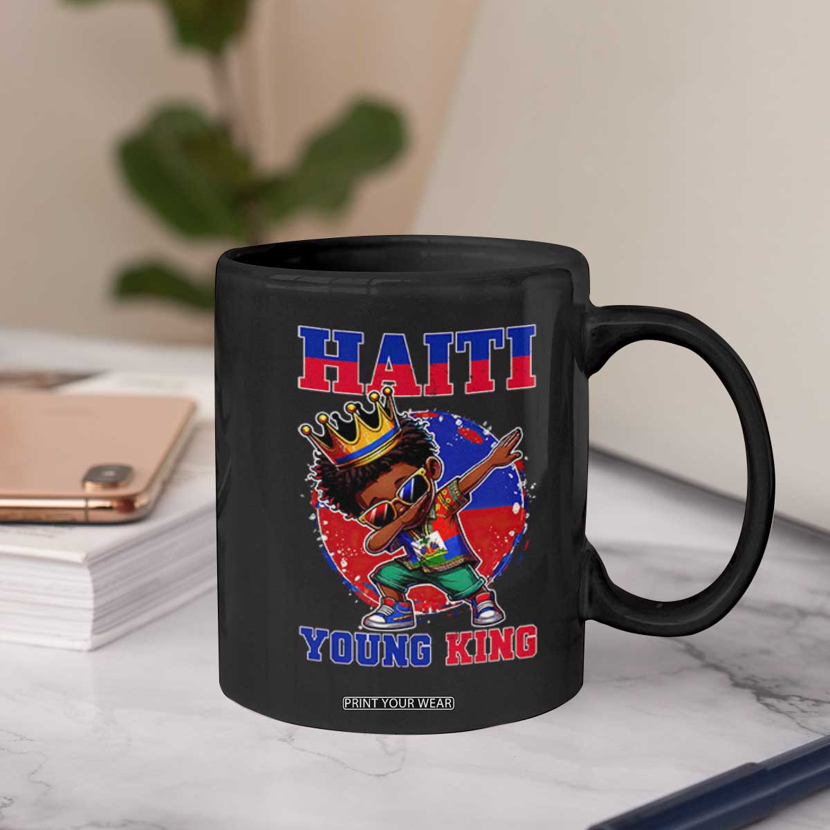 Haiti Young King Dabbing Boy Kids Graphic Coffee Mug Haitian Heritage Pride TS02 Print Your Wear