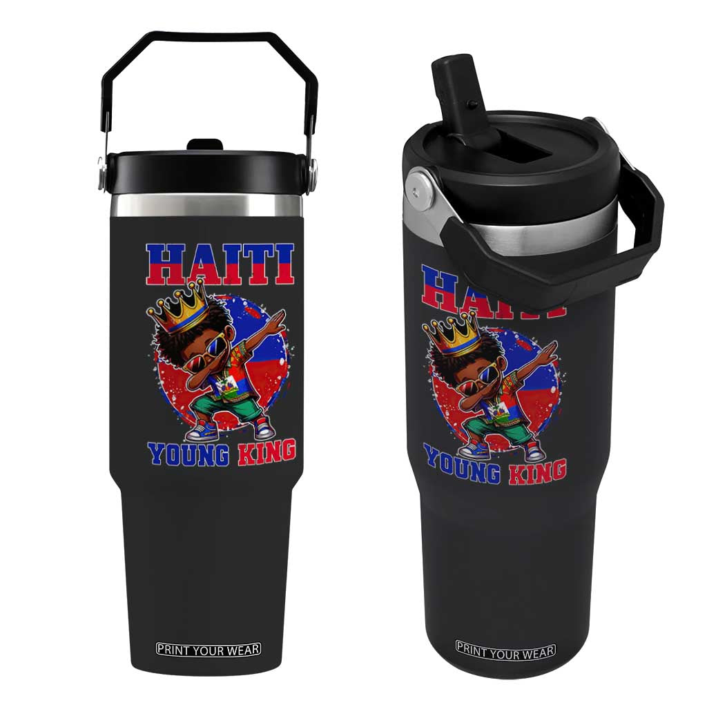 Haiti Young King Dabbing Boy Kids Graphic Flip Straw Tumbler Haitian Heritage Pride TS02 One Size: 30 oz Black Print Your Wear