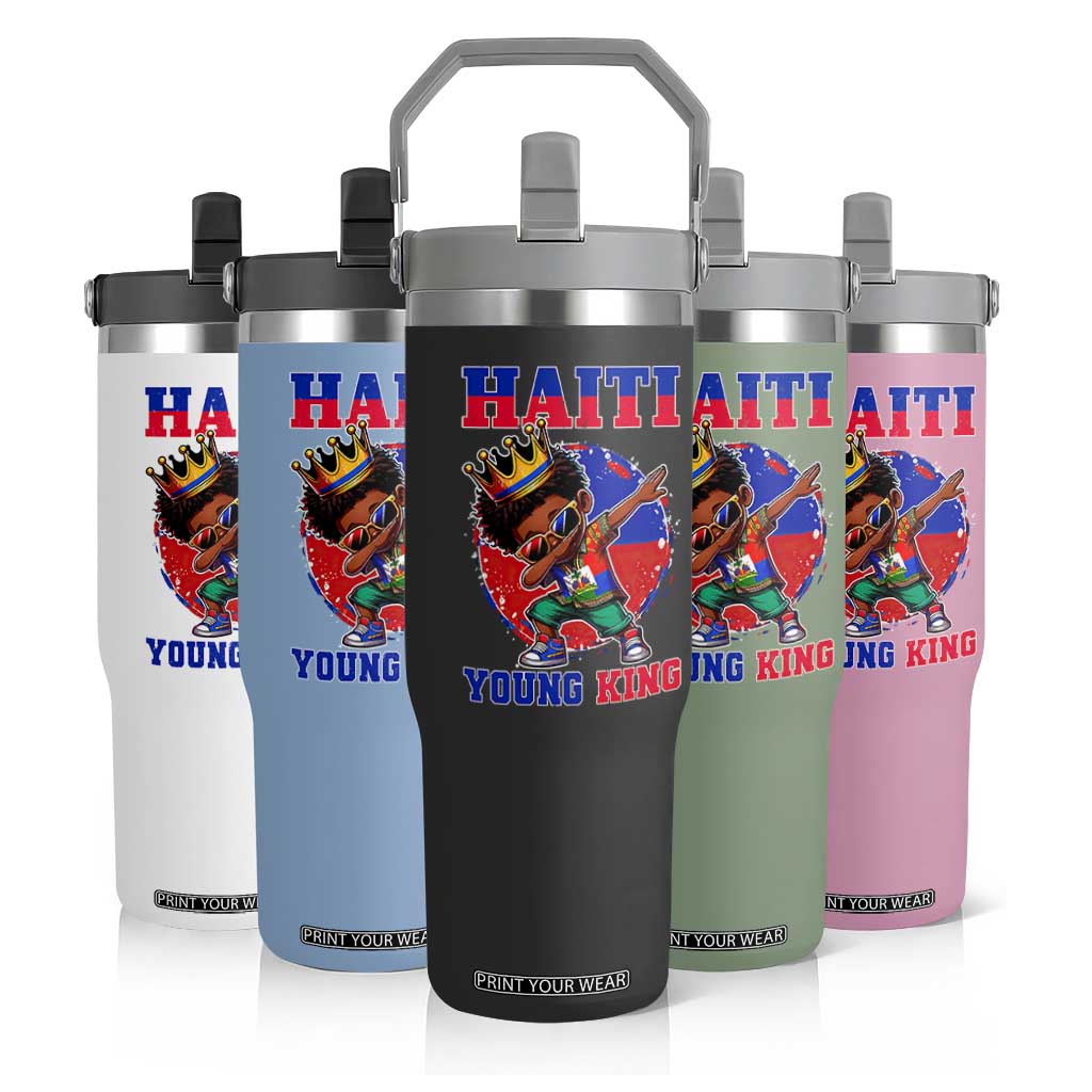 Haiti Young King Dabbing Boy Kids Graphic Flip Straw Tumbler Haitian Heritage Pride TS02 Print Your Wear