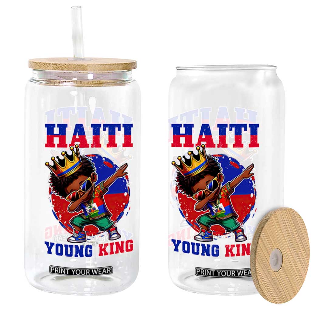 Haiti Young King Dabbing Boy Kids Graphic Glass Can Haitian Heritage Pride TS02 Print Your Wear