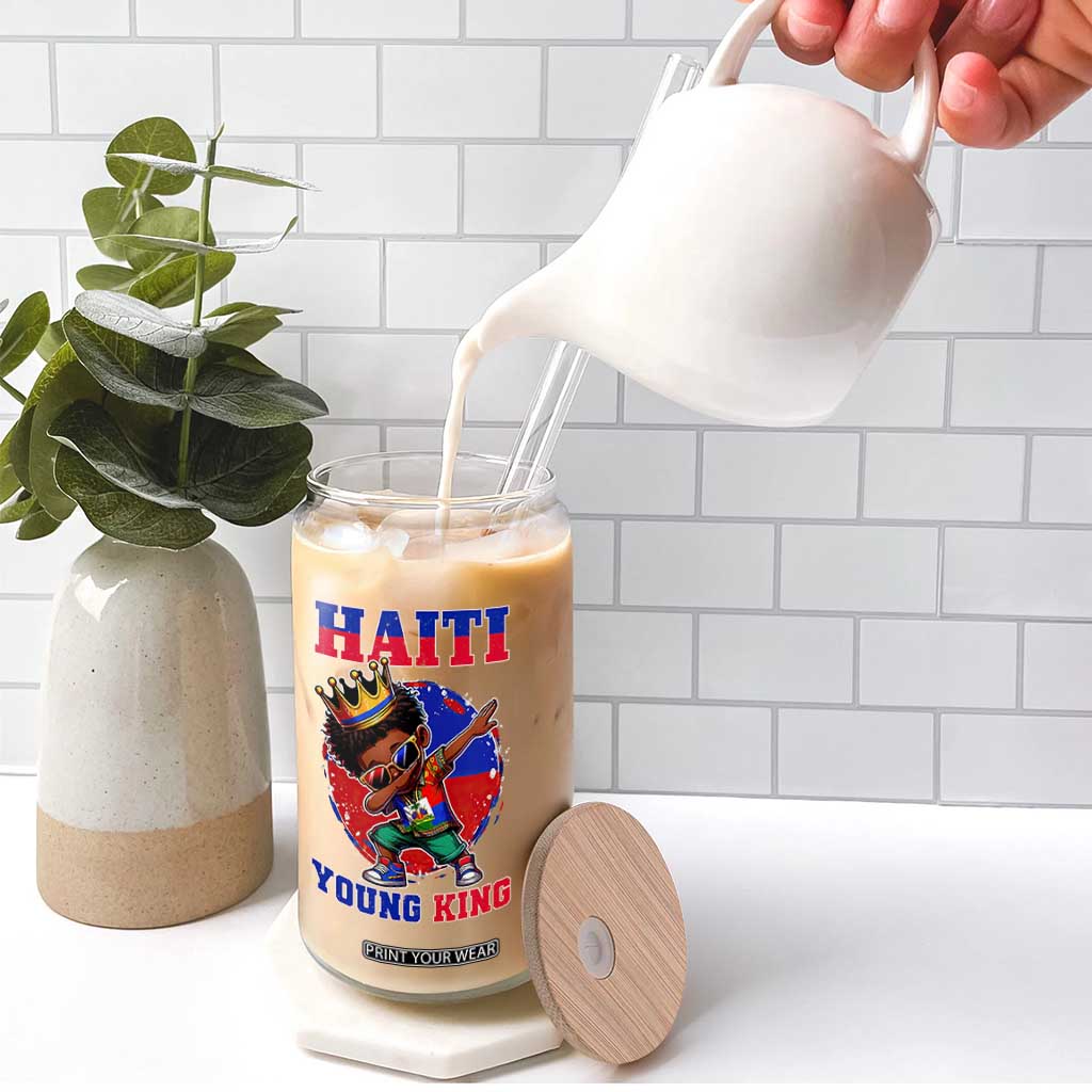 Haiti Young King Dabbing Boy Kids Graphic Glass Can Haitian Heritage Pride TS02 Print Your Wear