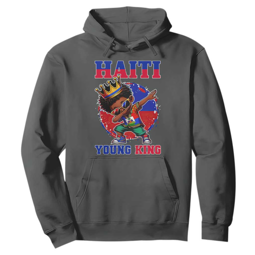 Haiti Young King Dabbing Boy Kids Graphic Hoodie Haitian Heritage Pride TS02 Dark Heather Print Your Wear