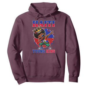 Haiti Young King Dabbing Boy Kids Graphic Hoodie Haitian Heritage Pride TS02 Maroon Print Your Wear