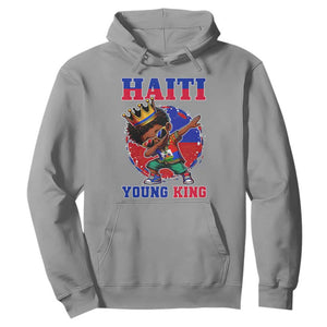 Haiti Young King Dabbing Boy Kids Graphic Hoodie Haitian Heritage Pride TS02 Sport Gray Print Your Wear