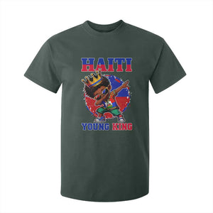 Haiti Young King Dabbing Boy Kids Graphic T Shirt For Kid Haitian Heritage Pride TS02 Dark Forest Green Print Your Wear