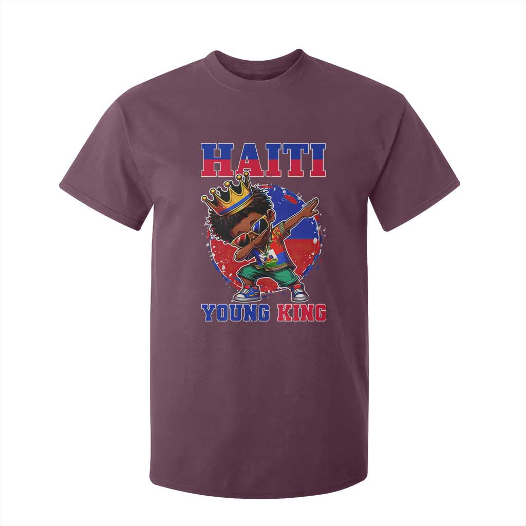 Haiti Young King Dabbing Boy Kids Graphic T Shirt For Kid Haitian Heritage Pride TS02 Maroon Print Your Wear
