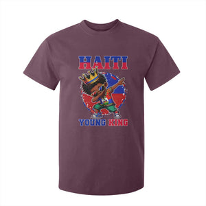 Haiti Young King Dabbing Boy Kids Graphic T Shirt For Kid Haitian Heritage Pride TS02 Maroon Print Your Wear
