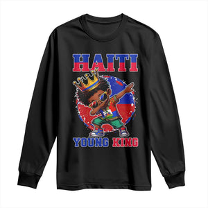 Haiti Young King Dabbing Boy Kids Graphic Long Sleeve Shirt Haitian Heritage Pride TS02 Black Print Your Wear