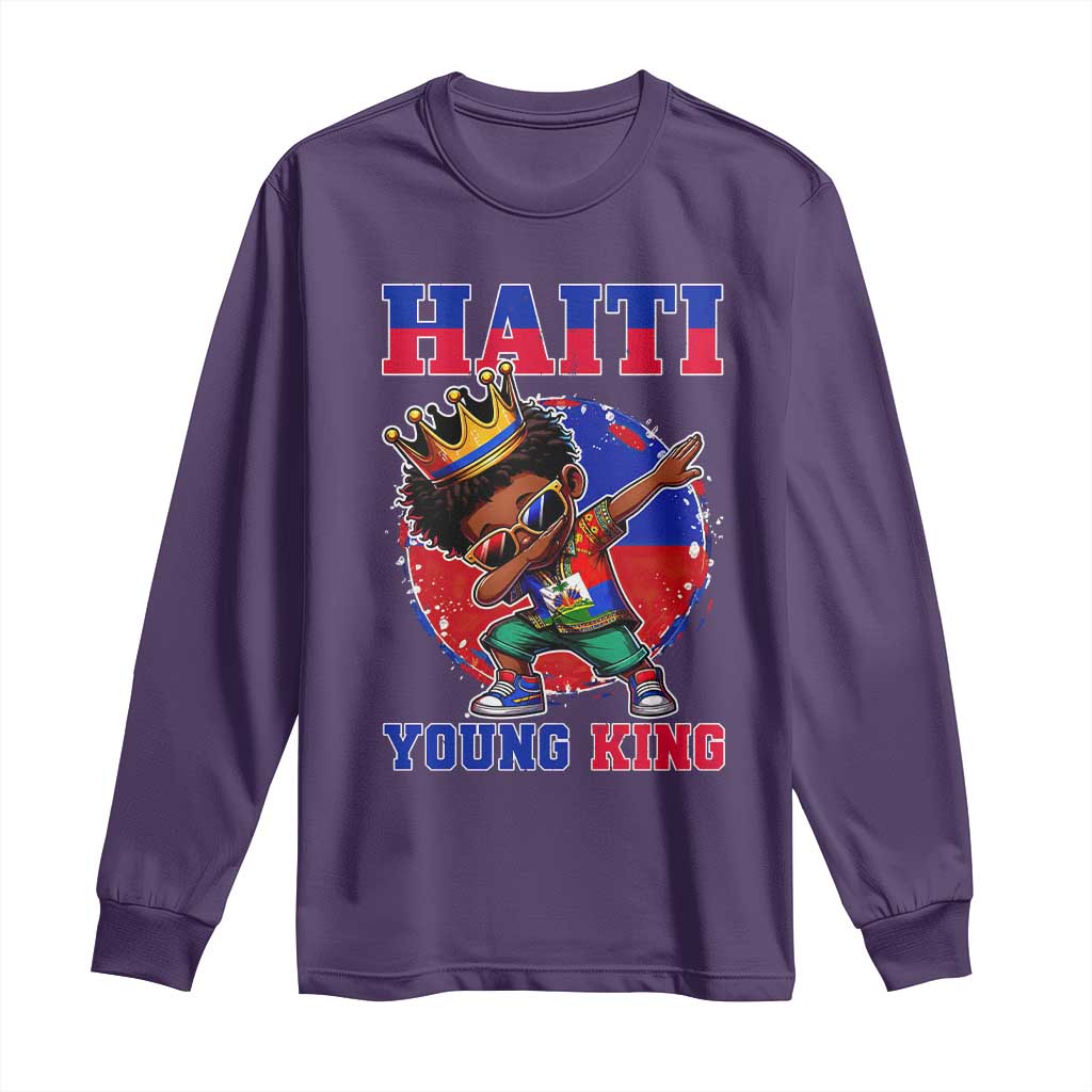 Haiti Young King Dabbing Boy Kids Graphic Long Sleeve Shirt Haitian Heritage Pride TS02 Purple Print Your Wear