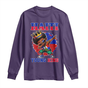 Haiti Young King Dabbing Boy Kids Graphic Long Sleeve Shirt Haitian Heritage Pride TS02 Purple Print Your Wear