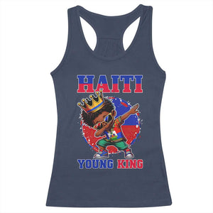 Haiti Young King Dabbing Boy Kids Graphic Racerback Tank Top Haitian Heritage Pride TS02 Navy Print Your Wear
