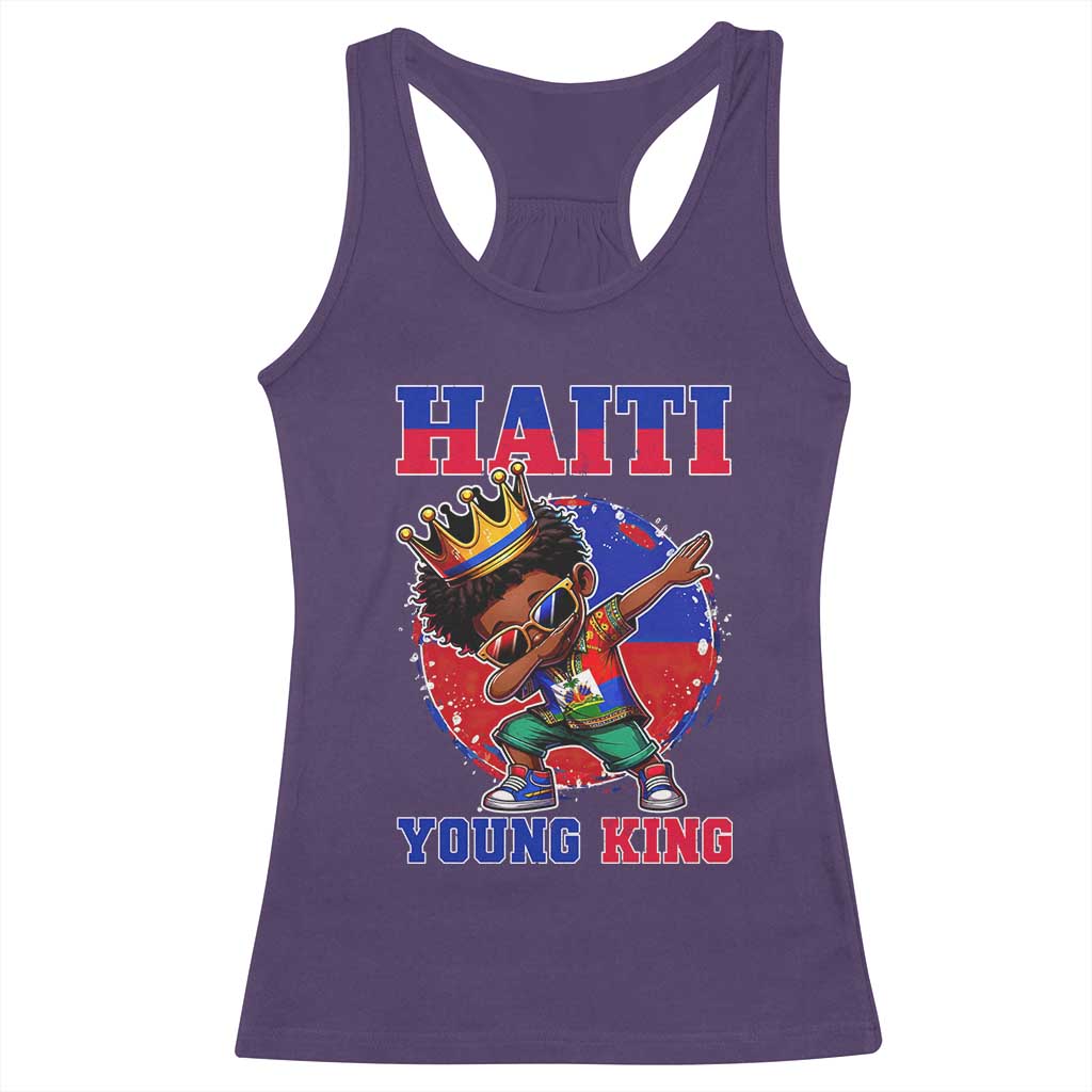 Haiti Young King Dabbing Boy Kids Graphic Racerback Tank Top Haitian Heritage Pride TS02 Purple Print Your Wear