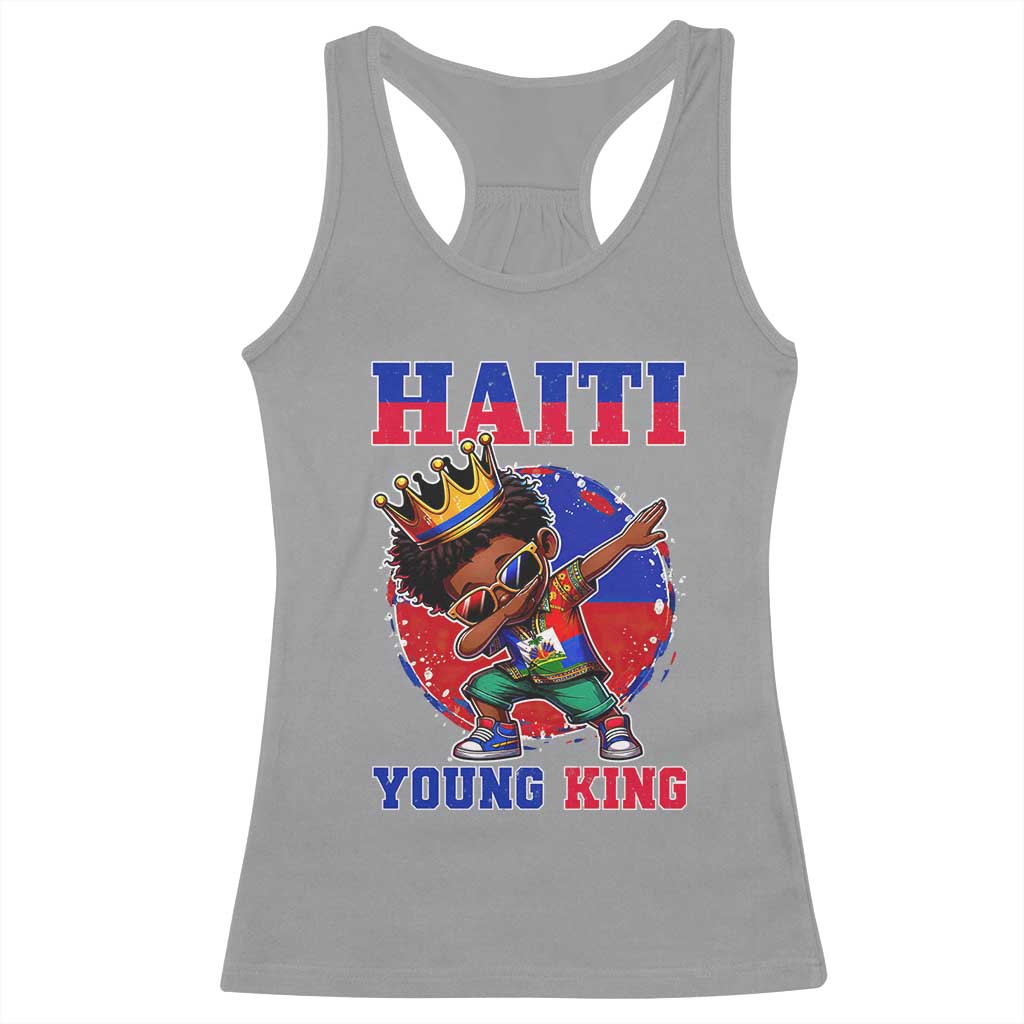 Haiti Young King Dabbing Boy Kids Graphic Racerback Tank Top Haitian Heritage Pride TS02 Sport Gray Print Your Wear