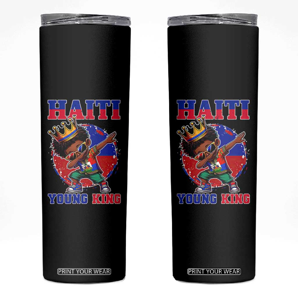 Haiti Young King Dabbing Boy Kids Graphic Skinny Tumbler Haitian Heritage Pride TS02 Black Print Your Wear