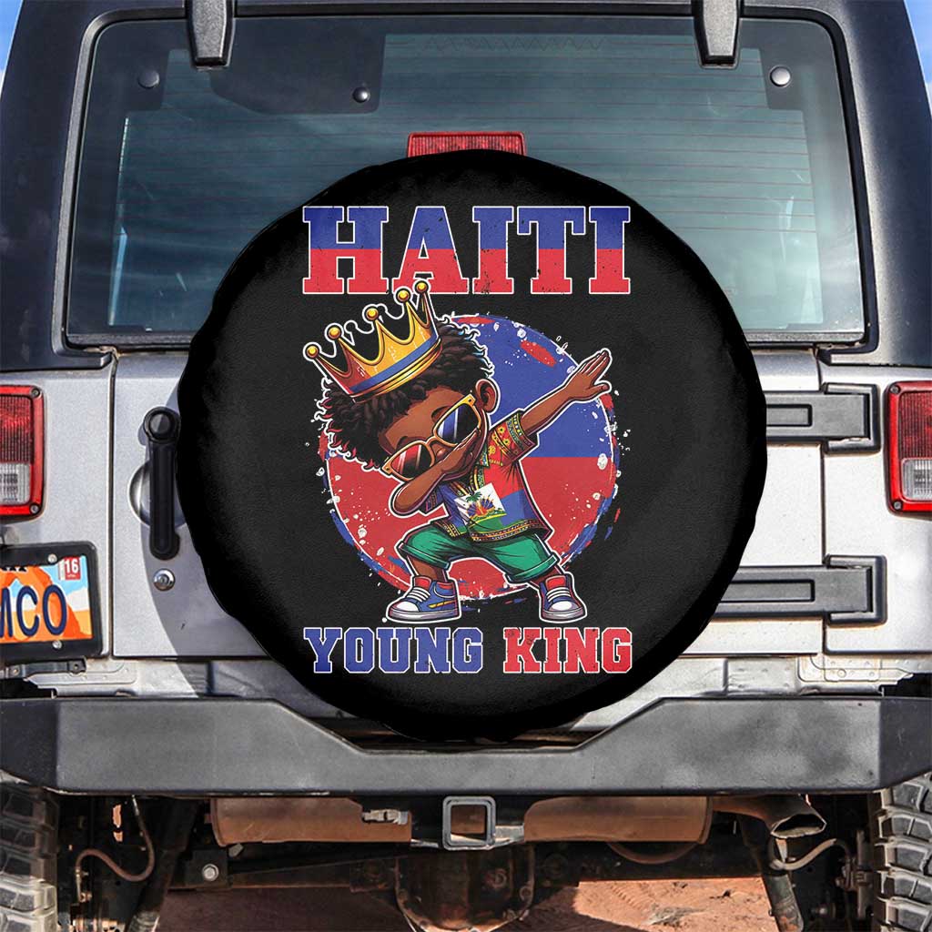 Haiti Young King Dabbing Boy Kids Graphic Spare Tire Cover Haitian Heritage Pride TS02 No hole Black Print Your Wear